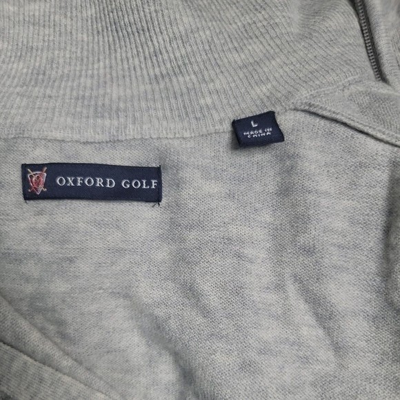 Oxford Golf Zip Up  Sz L Knit Collared Sweater Heather Gray Long Sleeve - Picture 6 of 7